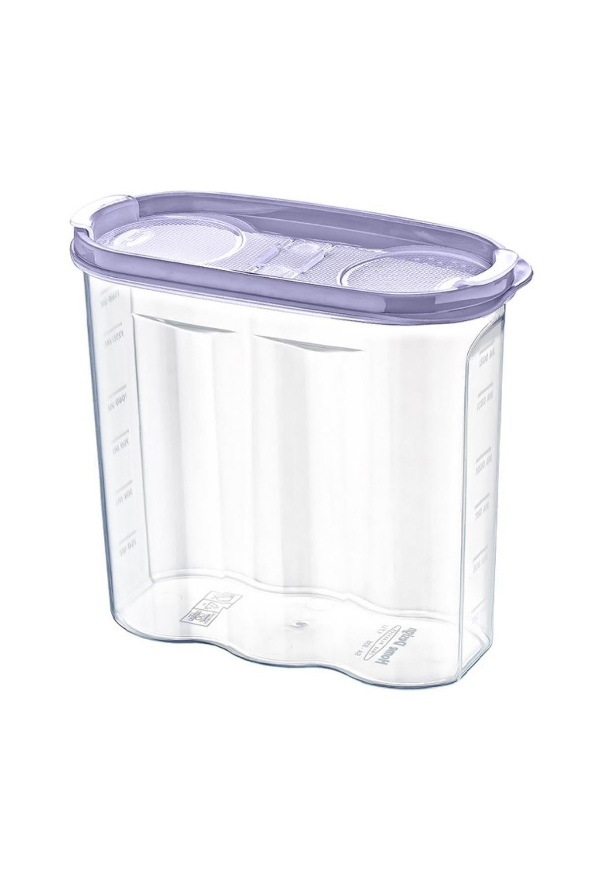 TBL Dekor® 2 Kapaklı Ölçekli Erzak Kuru Gıda Saklama Kutusu Kabı - 1,7 Litre - SA935