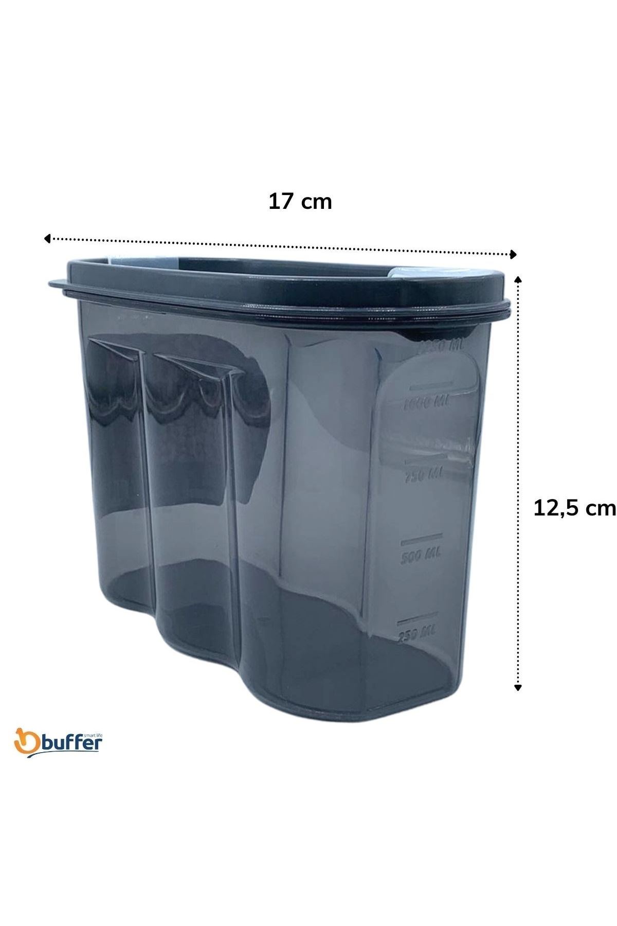 TBL Dekor® 2 Kapaklı Ölçekli Erzak Saklama Kabı - 1,2 Litre - SA930