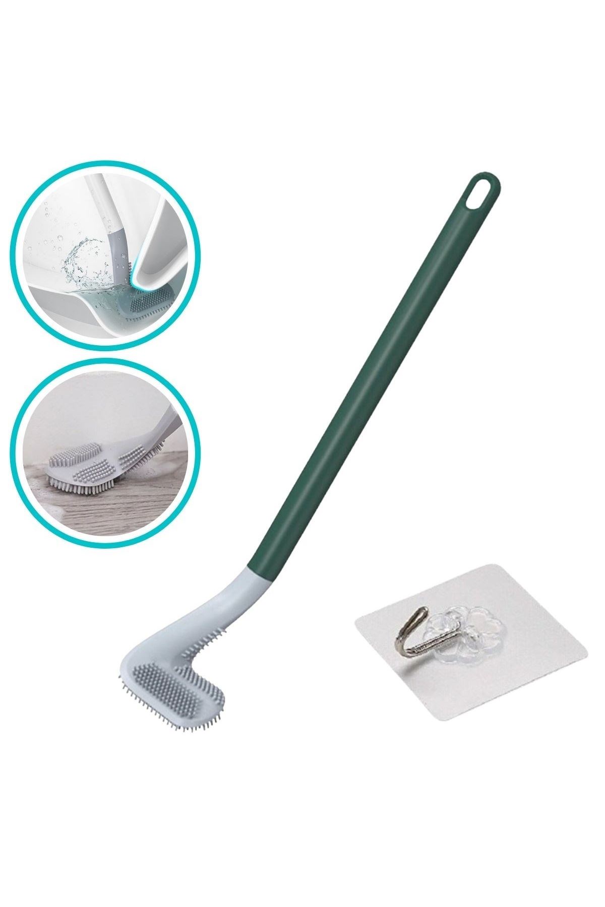 TBL Dekor® Golf Tasarımlı Silikon WC Klozet Mutfak Temizlik Fırçası Kanca Hediyeli