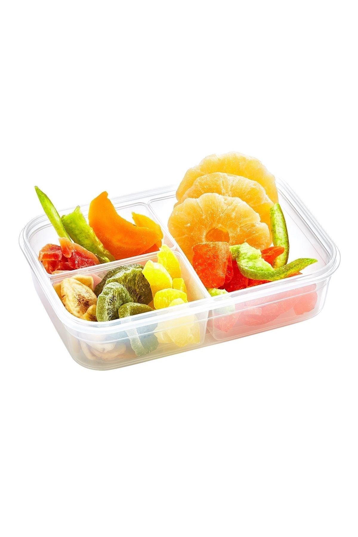 TBL Dekor® 3 Bölmeli Kilitli Kapaklı 1 Litre Erzak Saklama Kabı LC-510