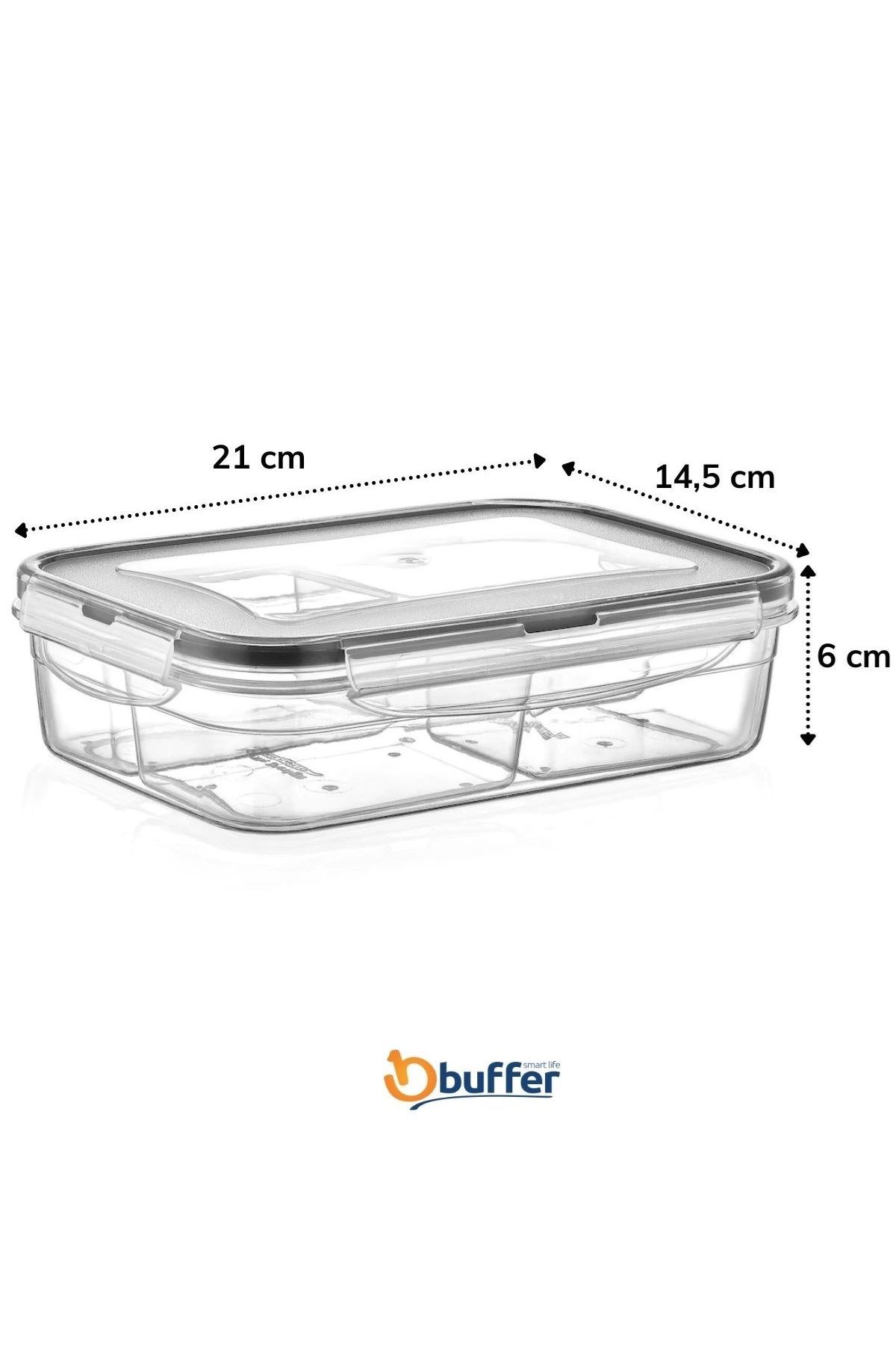 TBL Dekor® 4 Bölmeli Sızdırmaz Contalı Kilitli Kapaklı 1 Litre Erzak Saklama Kabı -LC520