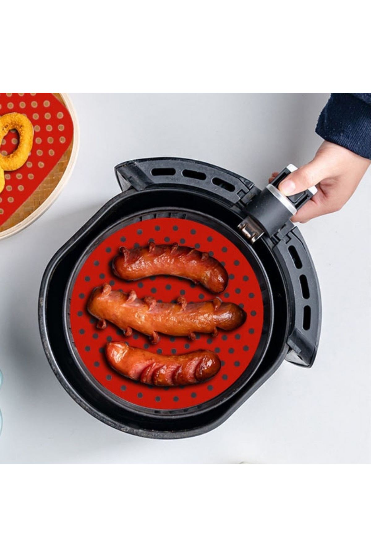 TBL Dekor® Renkli Isıya Dayanıklı Yıkanılabilir Silikon Fırın Ve Airfryer Yuvarlak Pişirme Matı 23 Cm