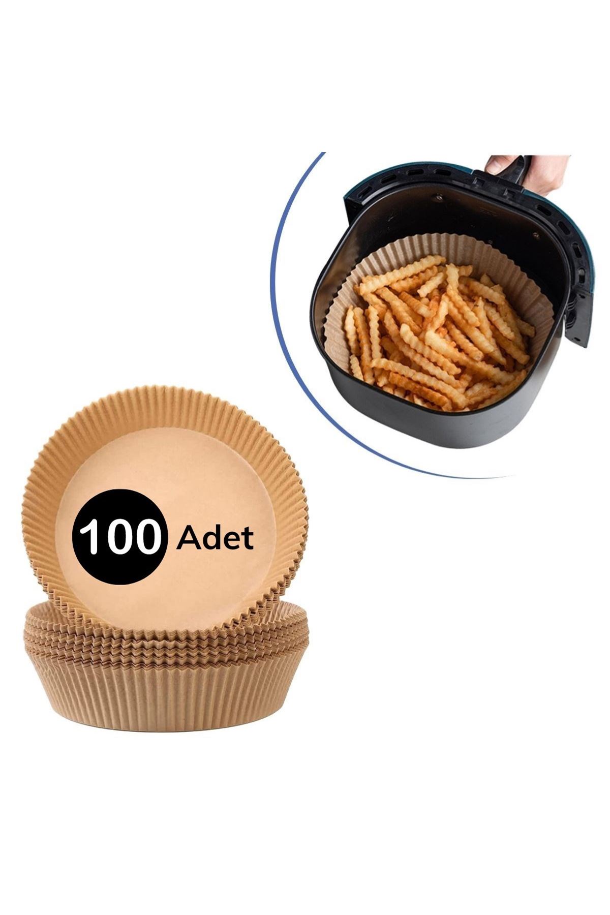 TBL Dekor®100 Adet  Air Fryer Pişirme Kağıdı Tek Kullanımlık  Yağlı Kağıdı Yuvarlak Tabak Model
