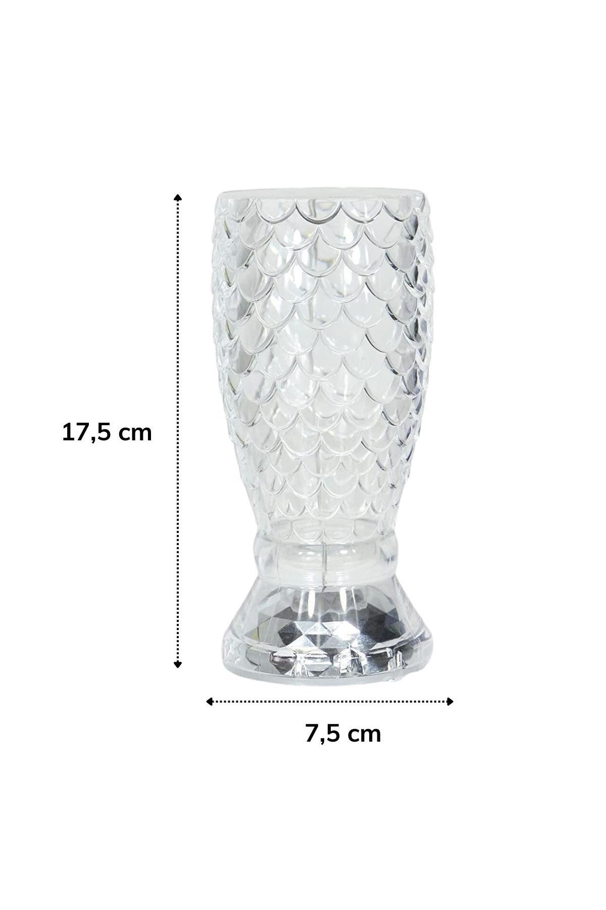 TBL Dekor® Balık Süzgeç Model USB Şarjlı Kumandalı 16Farklı Işık Modlu Masa Üstü Kristal Akrilik Led