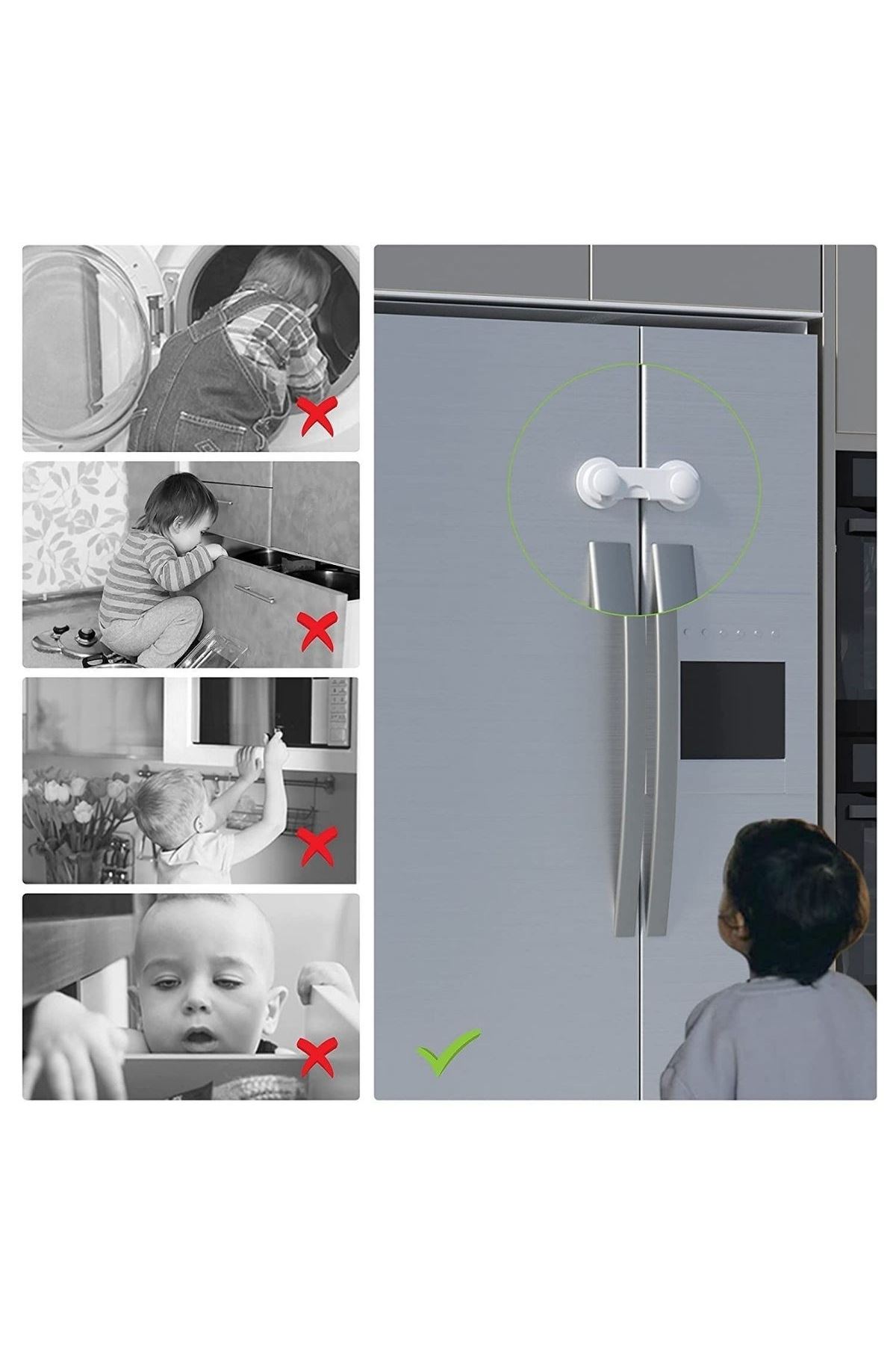 TBL Dekor® Bebek Çocuk Güvenliği Çekmece ve Dolap İçin Kendiliğinde Yapışkanlı Vidasız Kapak Kilidi