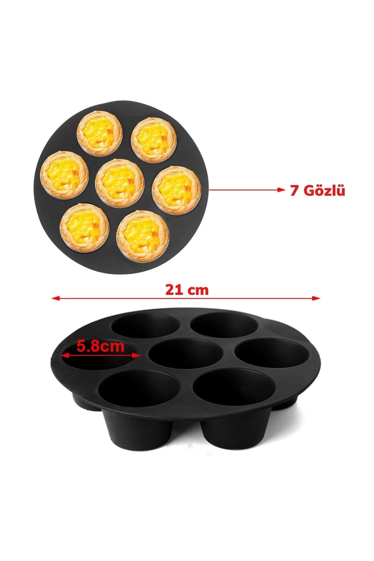 TBL Dekor® 7 Gözlü Silikon Çok Amaçlı Airfryer Muffin Cupcake Kek ve Çörek Pişirme Kalıbı