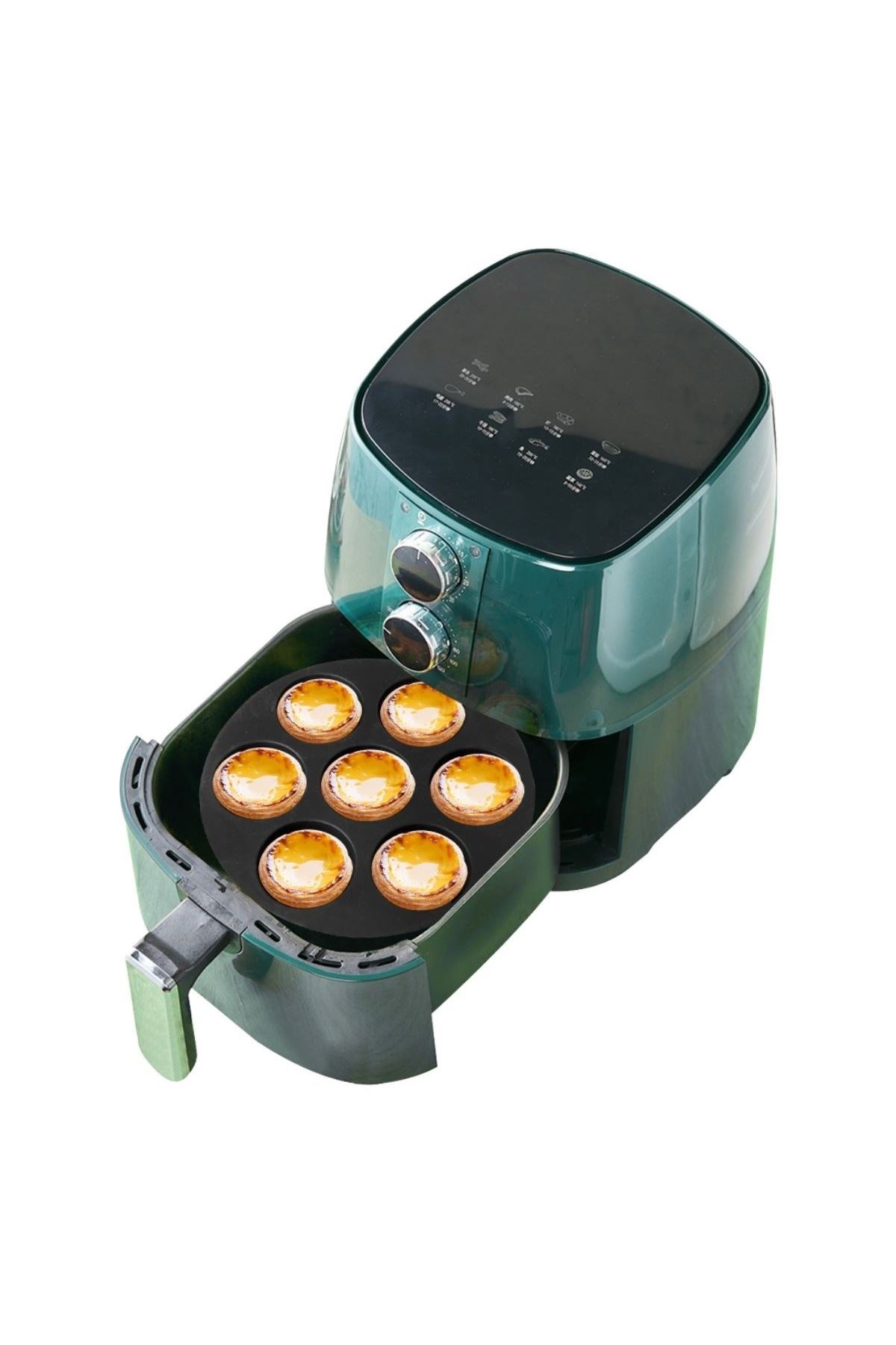 TBL Dekor® 7 Gözlü Silikon Çok Amaçlı Airfryer Muffin Cupcake Kek ve Çörek Pişirme Kalıbı