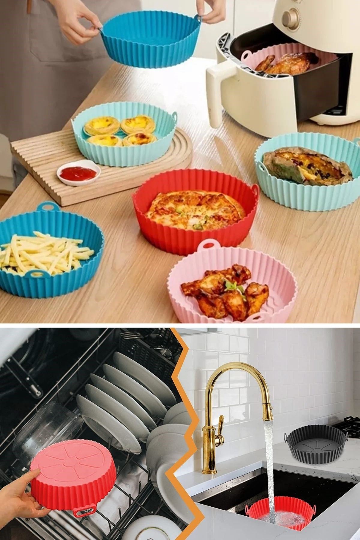 TBL Dekor® Renkli Isıya Dayanıklı Yıkanılabilir Silikon Fırın Ve Airfryer Yuvarlak Pişirme Matı 20 Cm