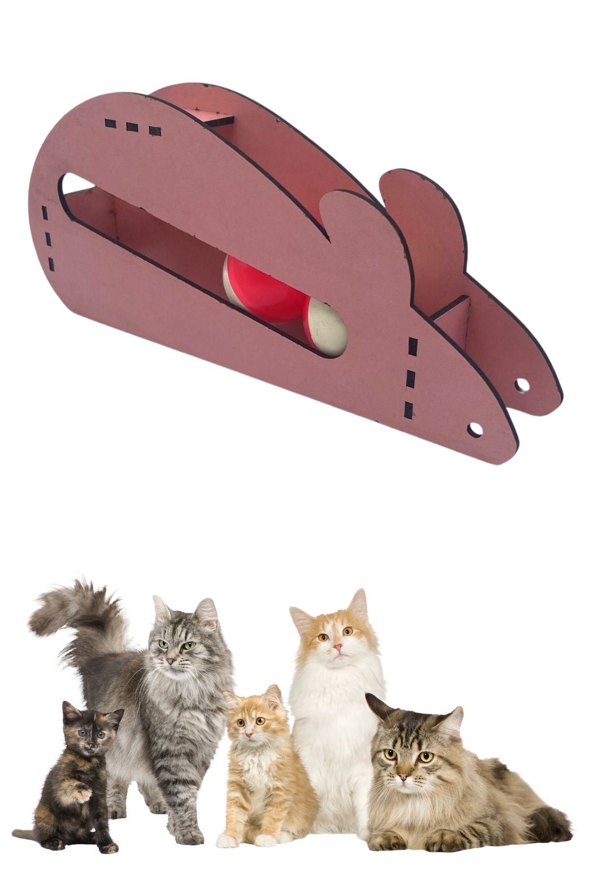TBL Dekor®  Fare Kedi Oyunu Ahşap 2 Toplu Kedi Oyuncağı Tahta Kedi Oyunu Tahta Fare Ve Toplu Oyuncak