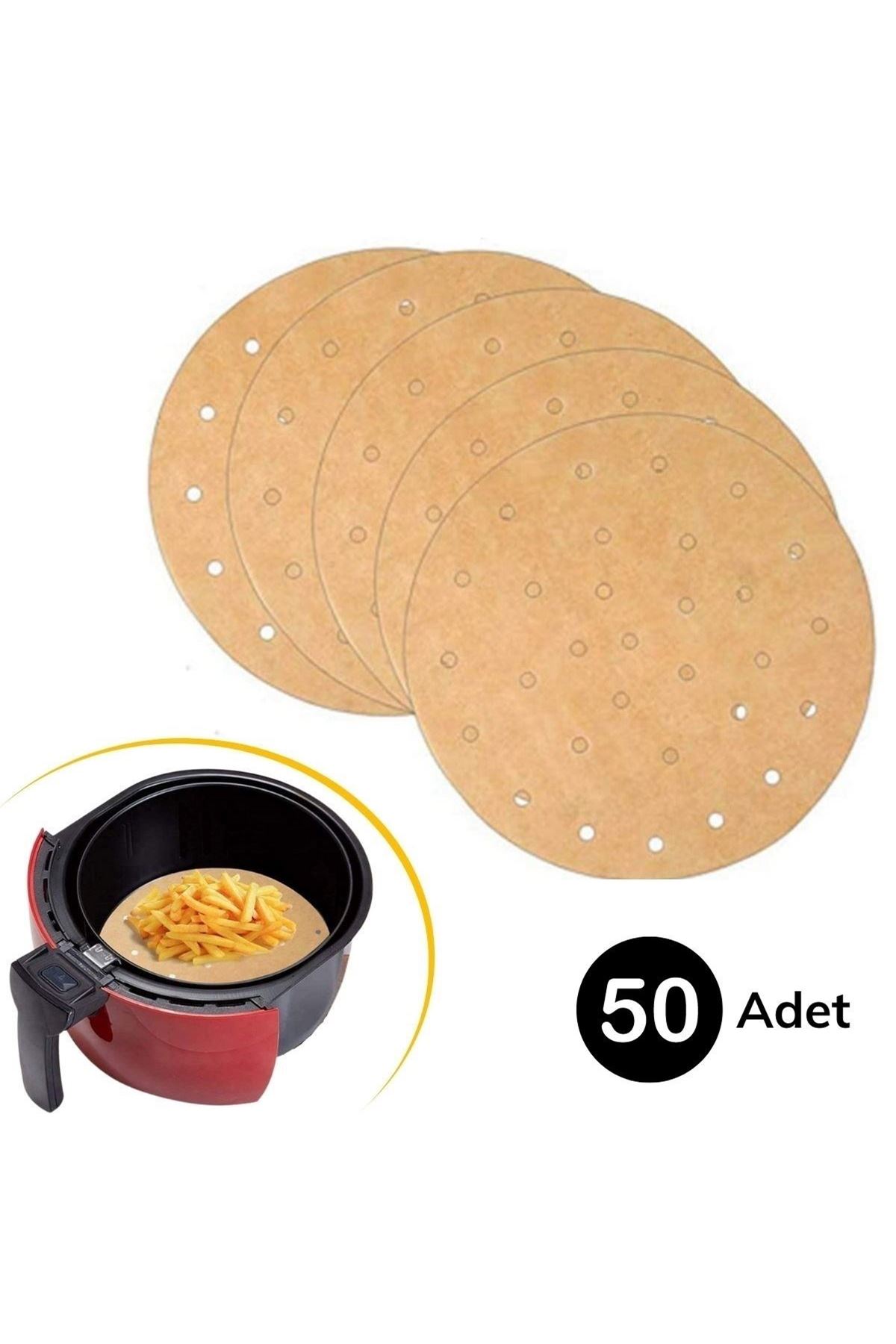 TBL Dekor® 50 Adet Air Fryer Pişirme Kağıdı Tek Kullanımlık Gıda Pişirme Kağıdı Delikli Yuvarlak Model
