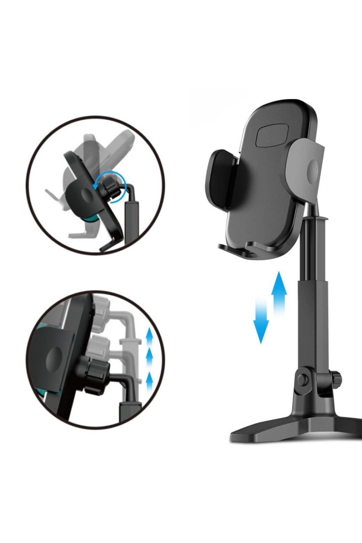 TBL Dekor® Masaüstü Telefon Standı 360 Derece Dönebilen Başlıklı Ayaklı Telefon Tripodu
