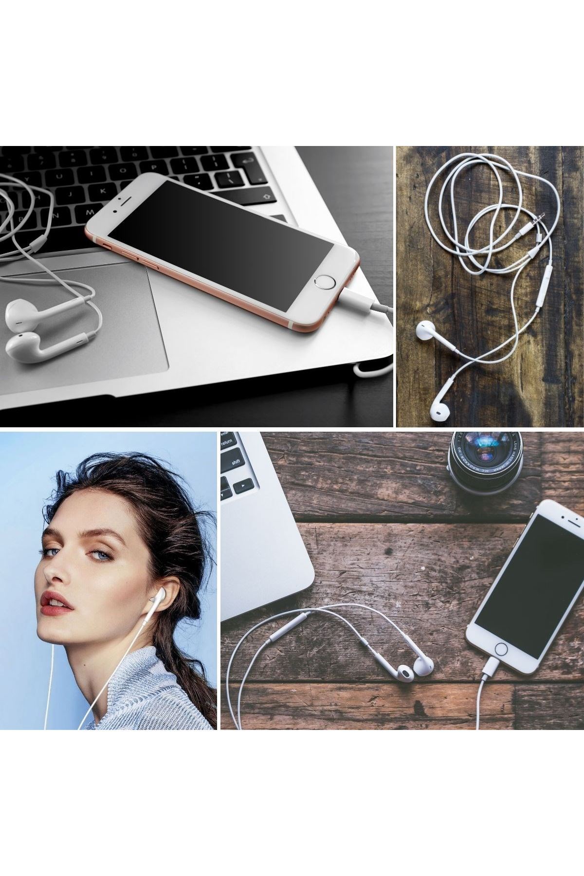 TBL Dekor® İphone Ucu Çıkışlı Pop Up Kulakiçi Yumuşak Kontrol Tuşlu Kulaklık
