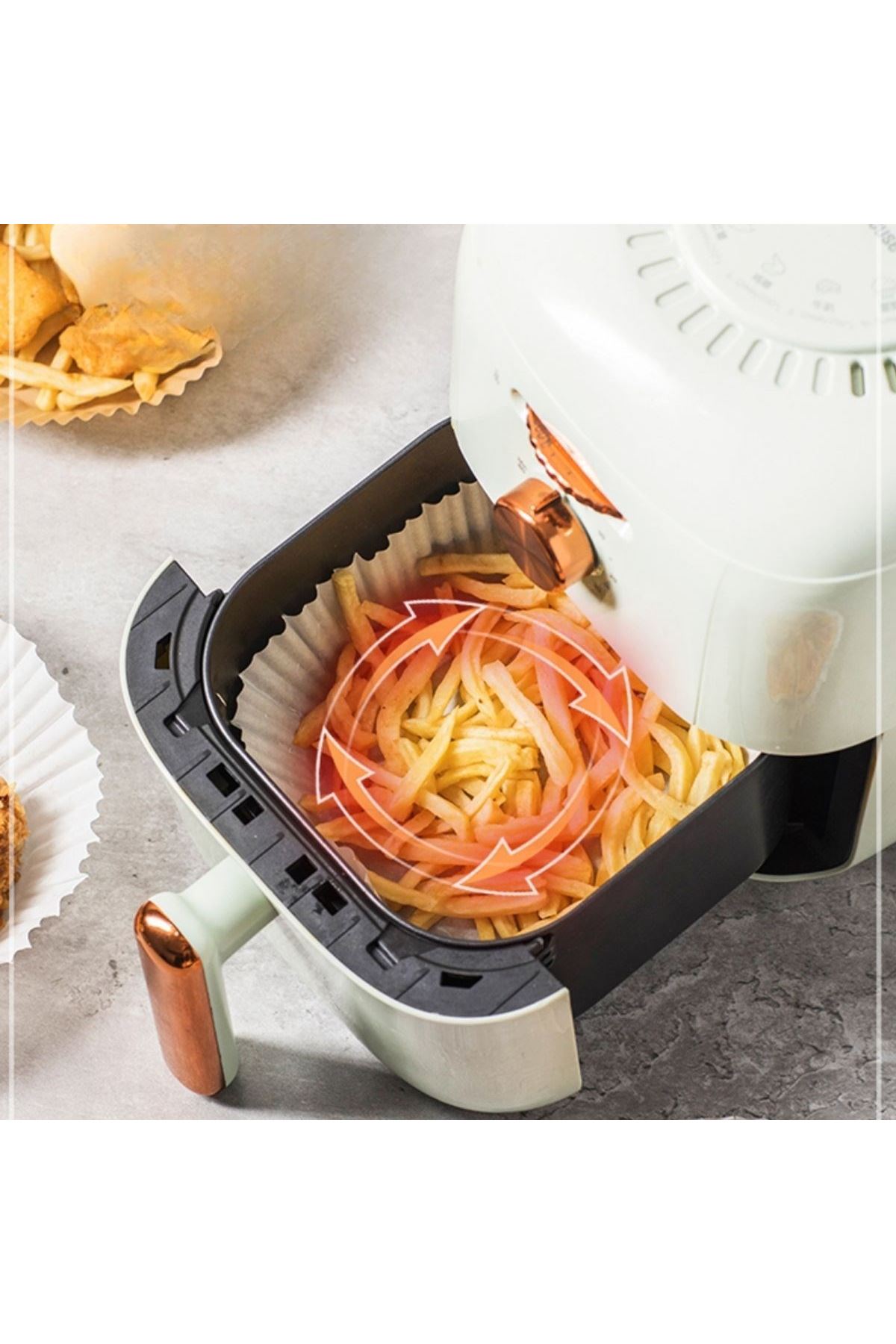 TBL Dekor® 50 Adet 20 cm Air Fryer Pişirme Kağıdı Tek Kullanımlık Yağ Geçirmez Yuvarlak Tabak Model PVC
