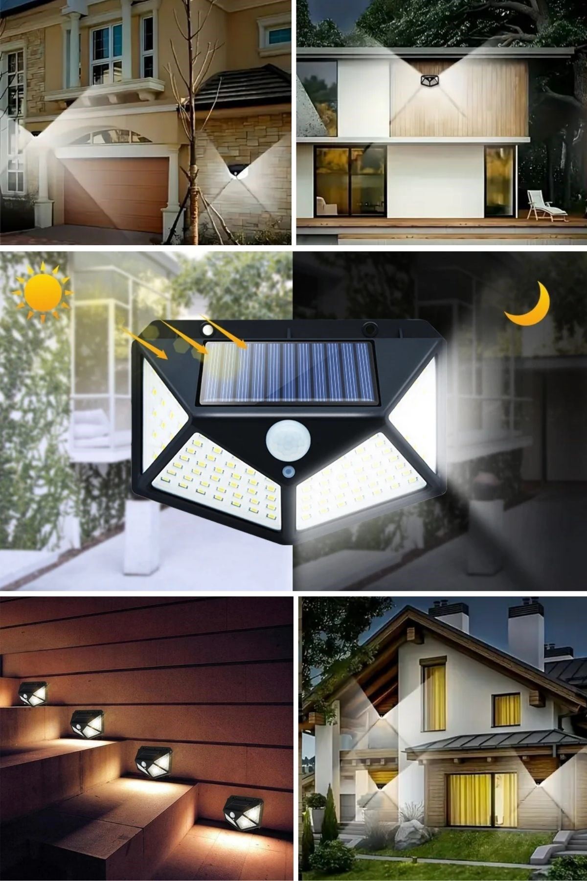 TBL Dekor® 100 Ledli 3 Farklı Aydınlatma Ayarlı Solar Güneş Enerjili Hareket Sensörlü Bahçe Duvar Lambası