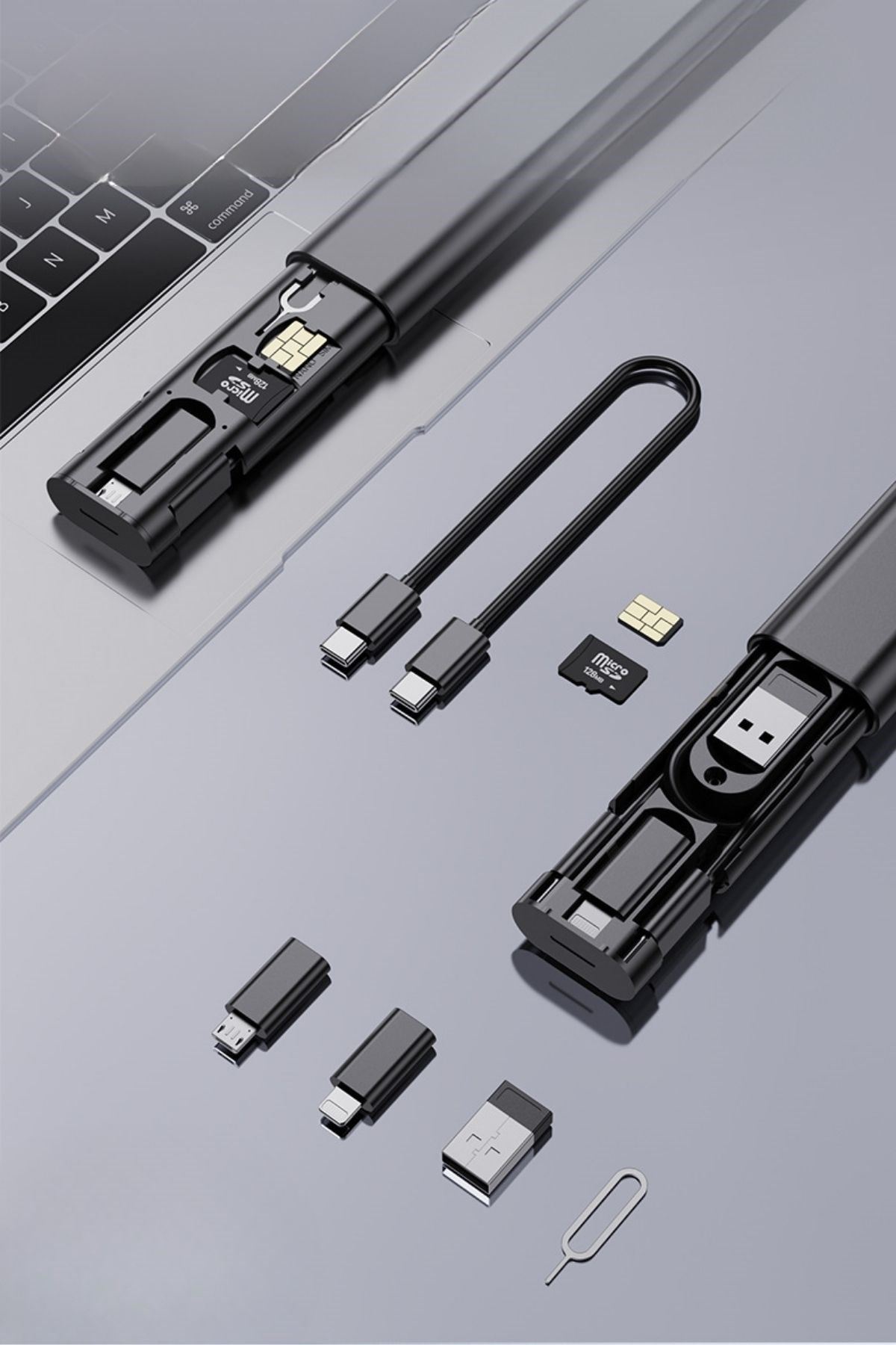 TBL Dekor® Cep Tipi 60W Bas Aç Type-C,İphone Şarj,Micro USB Hızlı Şarj Data Kablo Seti