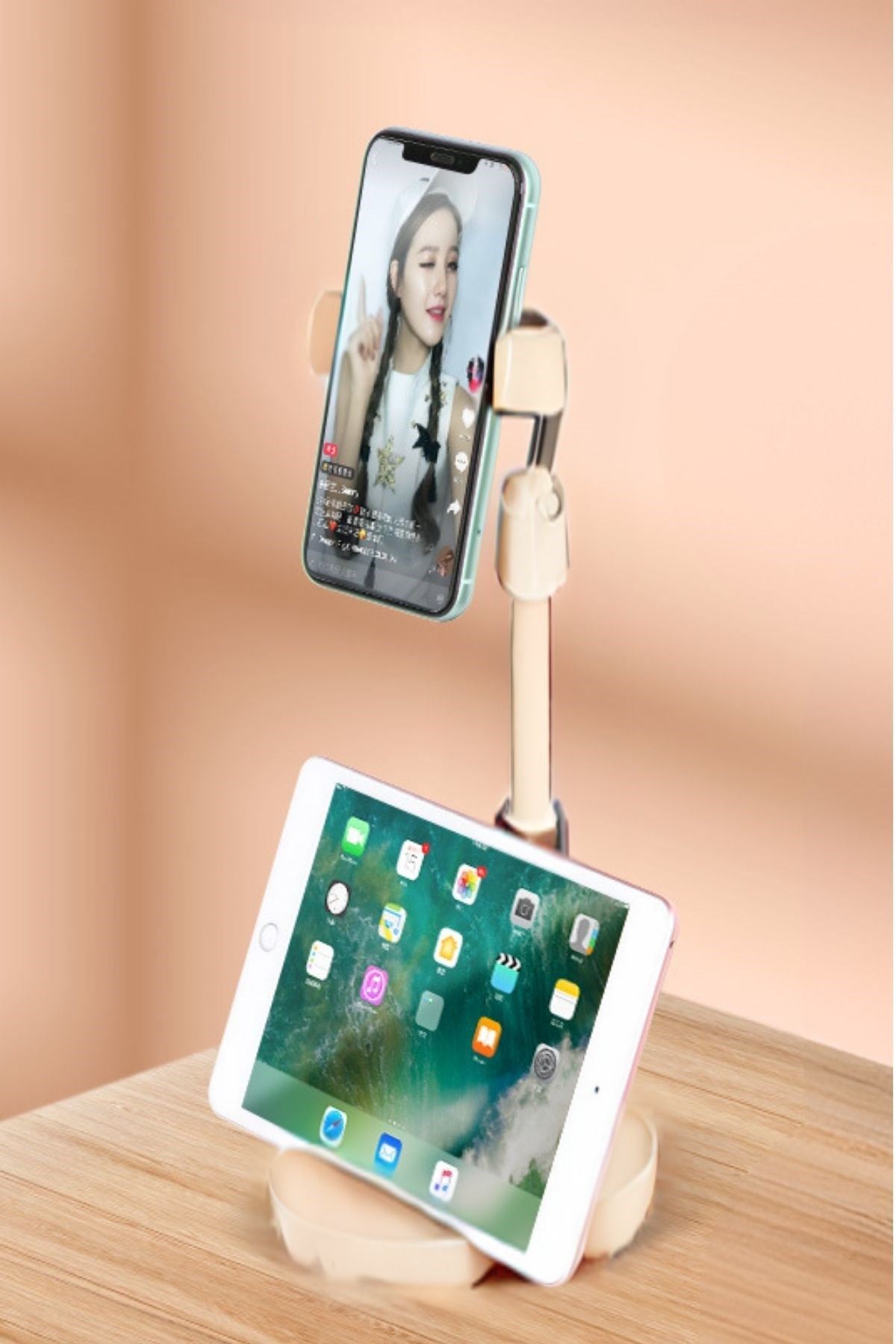 TBL Dekor® Masa Üstü Tablet ve Telefon Tutucu Plastik Aparat Beyaz Telefon Standı