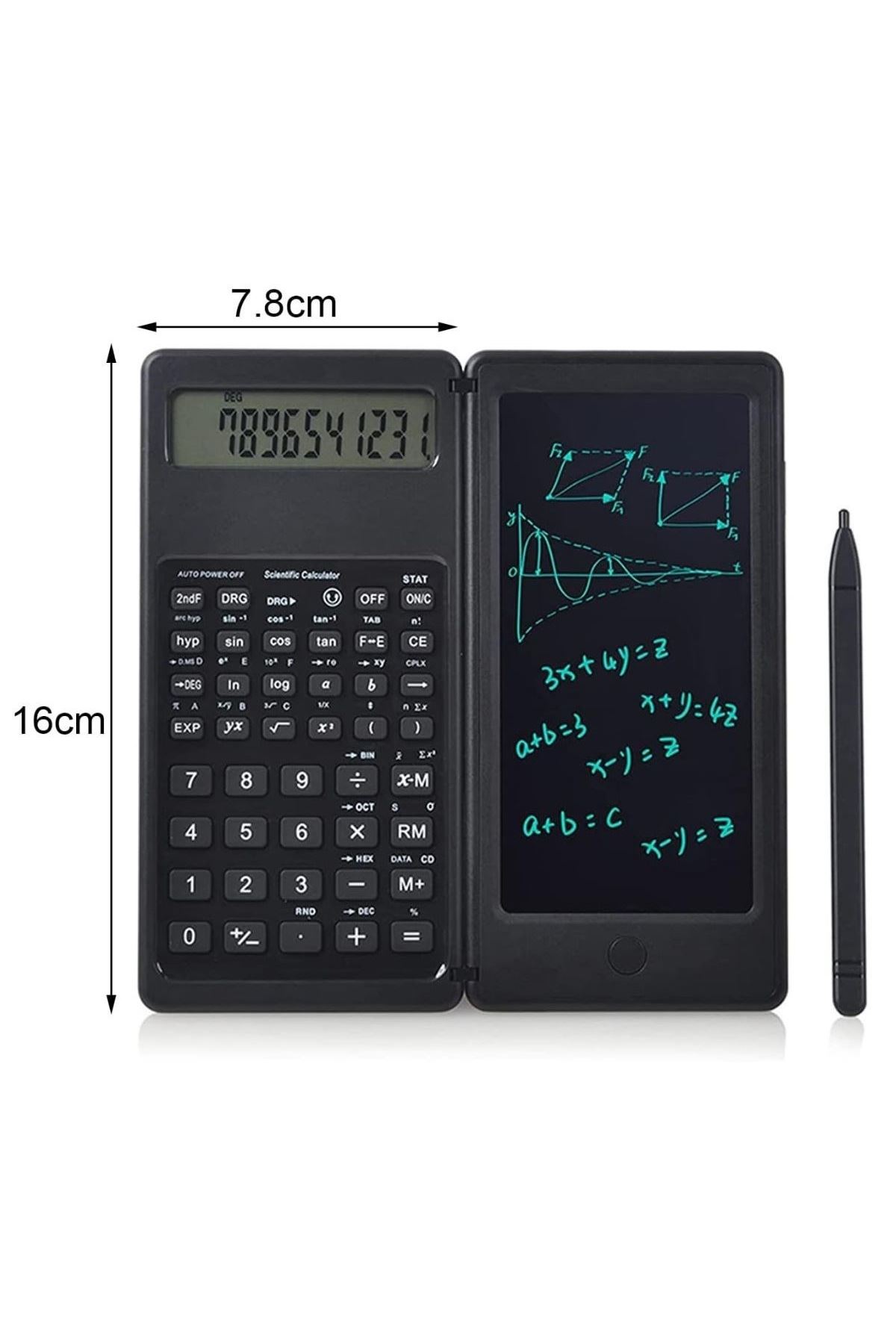 TBL Dekor® Silinebilir LCD Yazı Tabletli,Kalemli Katlanabilir Bilimsel Hesap Makinesi