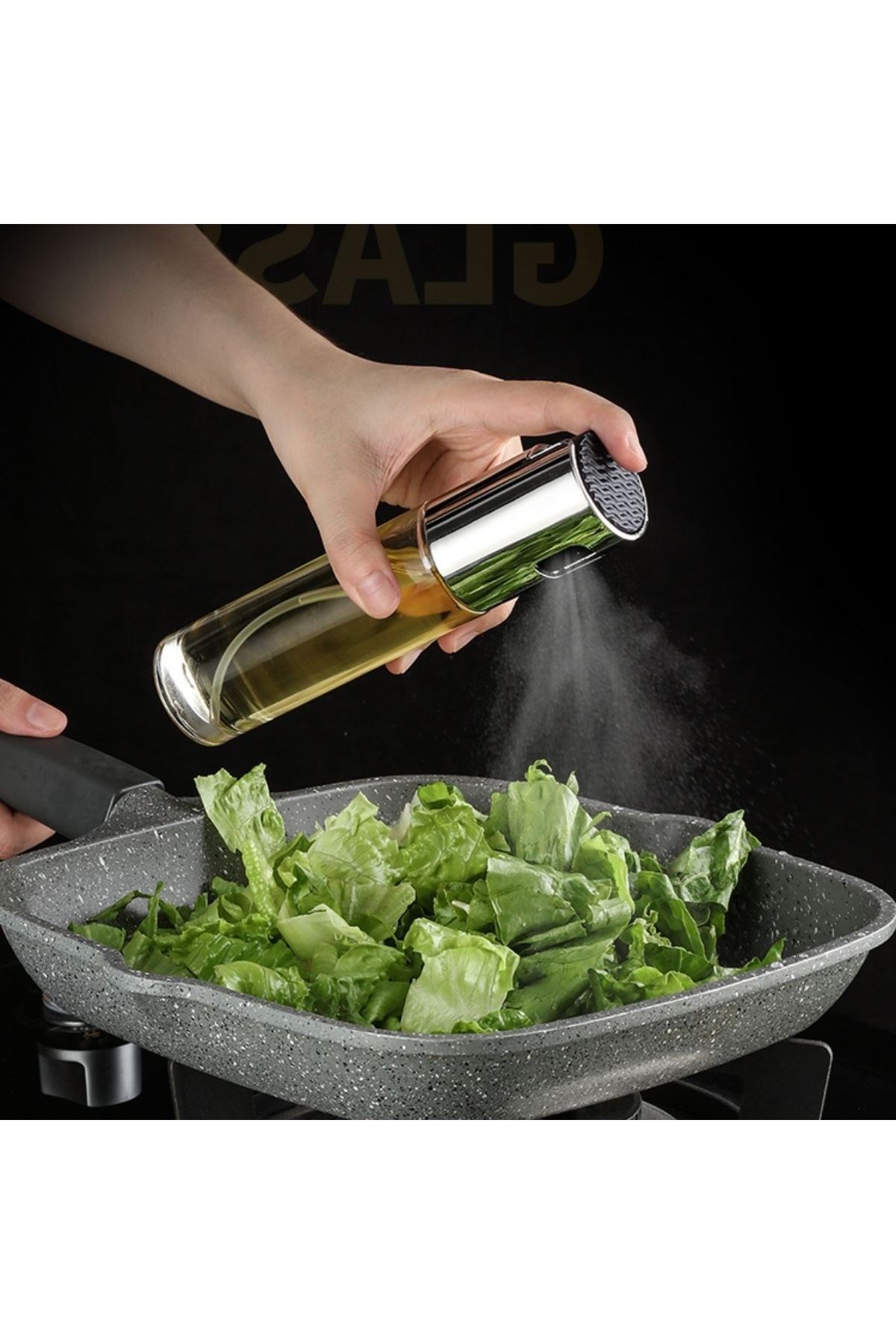 TBL Dekor® 100ml Kapasiteli Şeffaf Spreyli Yağdanlık Sosluk Yağ Püskürtücü Yağ Şişesi