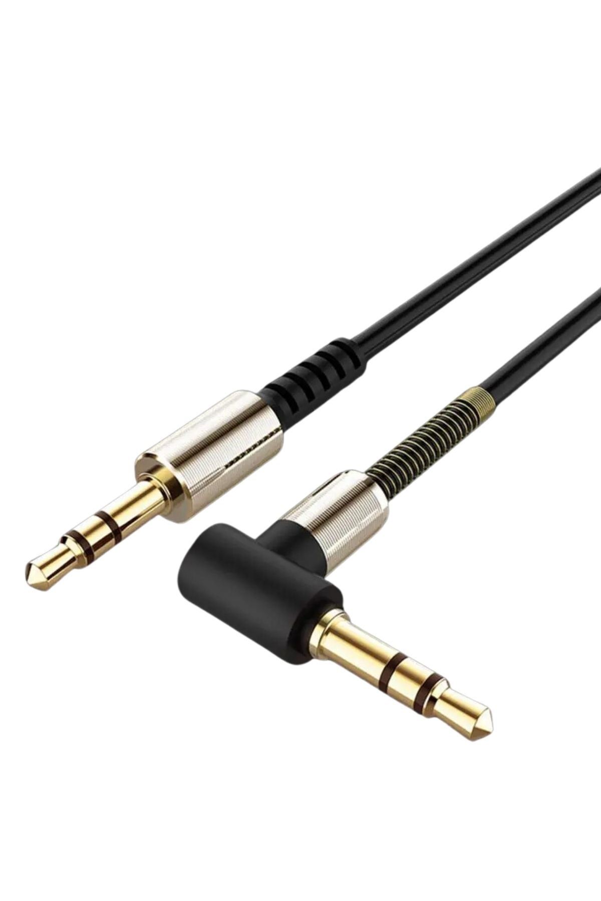 TBL Dekor®  3.5mm AUX Kablosu Jak Erkek Erkek L Tipi 1 Metre Ses Aktarım Kablosu