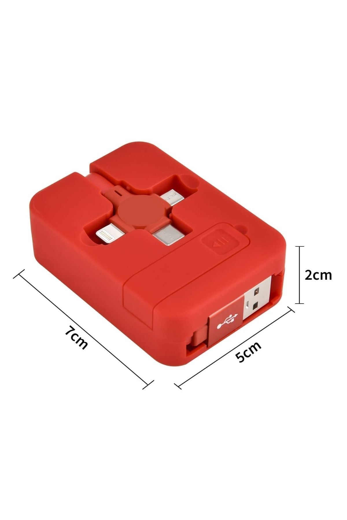 TBL Dekor® Cep Tipi Telefon Tutuculu Makaralı Uzayıp Kısalabilen 3'ü 1 Arada USB Şarj Kablosu