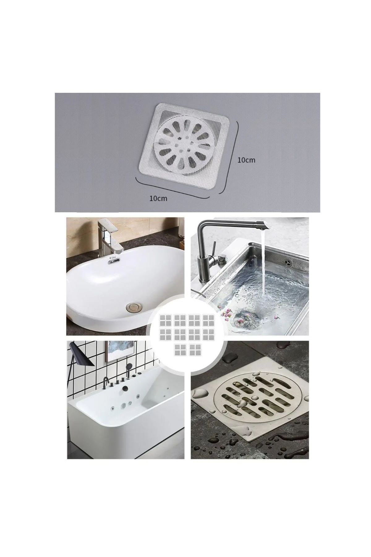 TBL Dekor® 10'lu Banyo ve Mutfak Lavabo Koku Önleyici ve Haşere Böcek Önleyici Gider Filtresi
