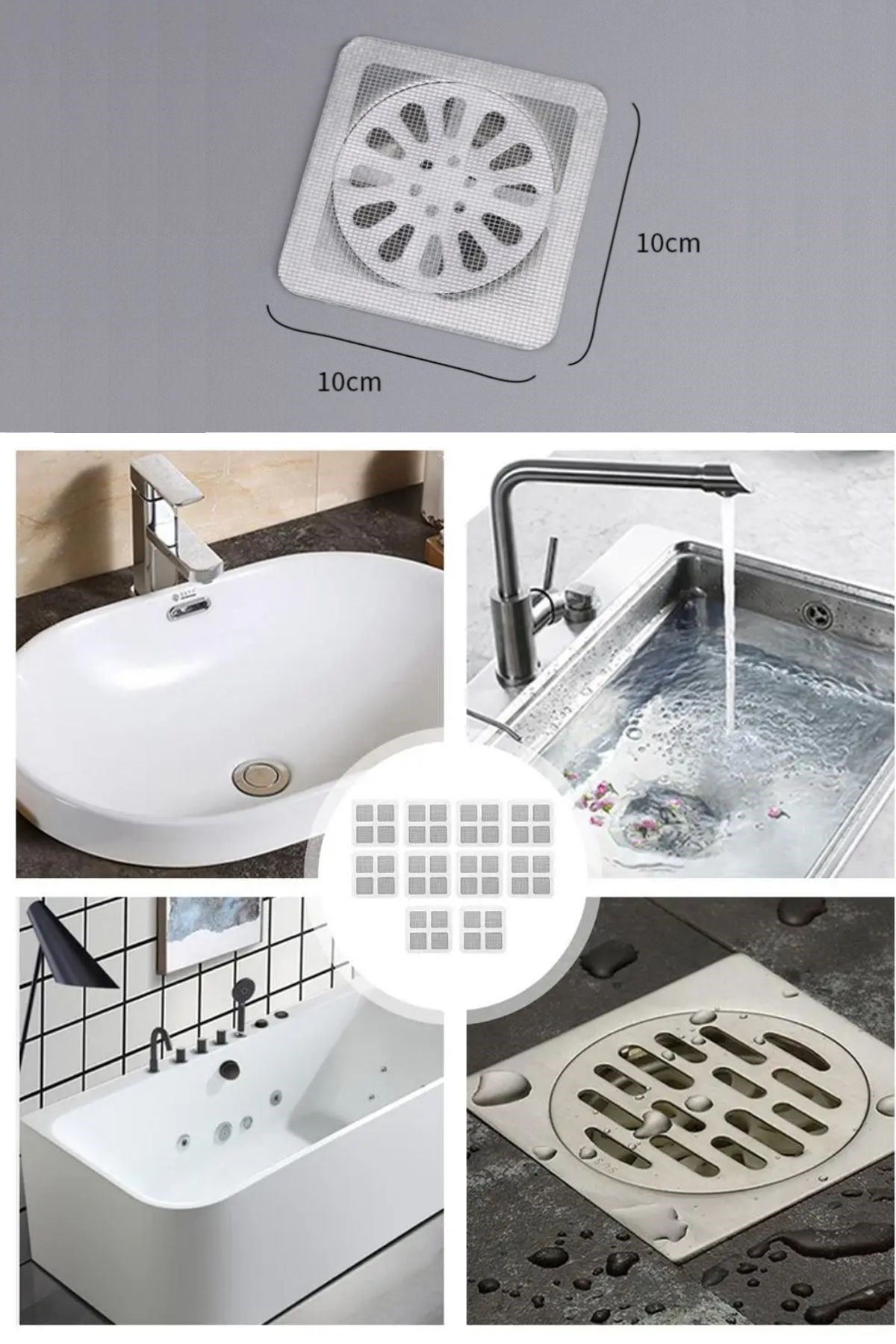 TBL Dekor® 10'lu Banyo ve Mutfak Lavabo Koku Önleyici ve Haşere Böcek Önleyici Gider Filtresi