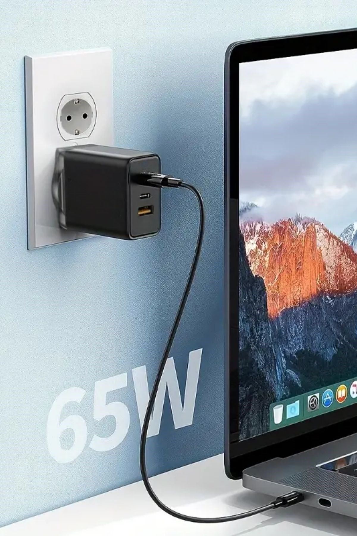 TBL Dekor® 65W Hızlı Şarj Edebilen TYPE C uçlu Şarj Aleti