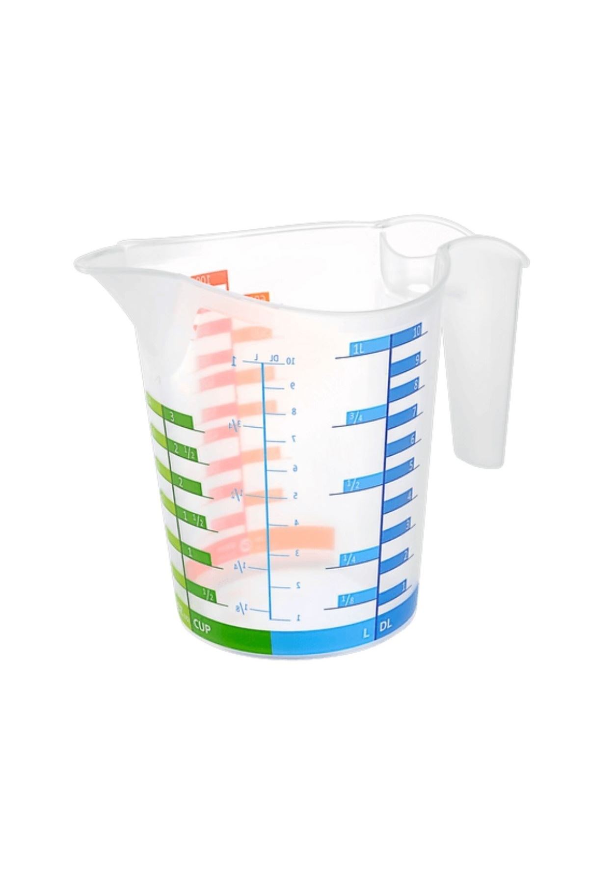 TBL Dekor® 500 ml Renkli Dereceli Sert Plastik Mutfak Ölçü Kabı