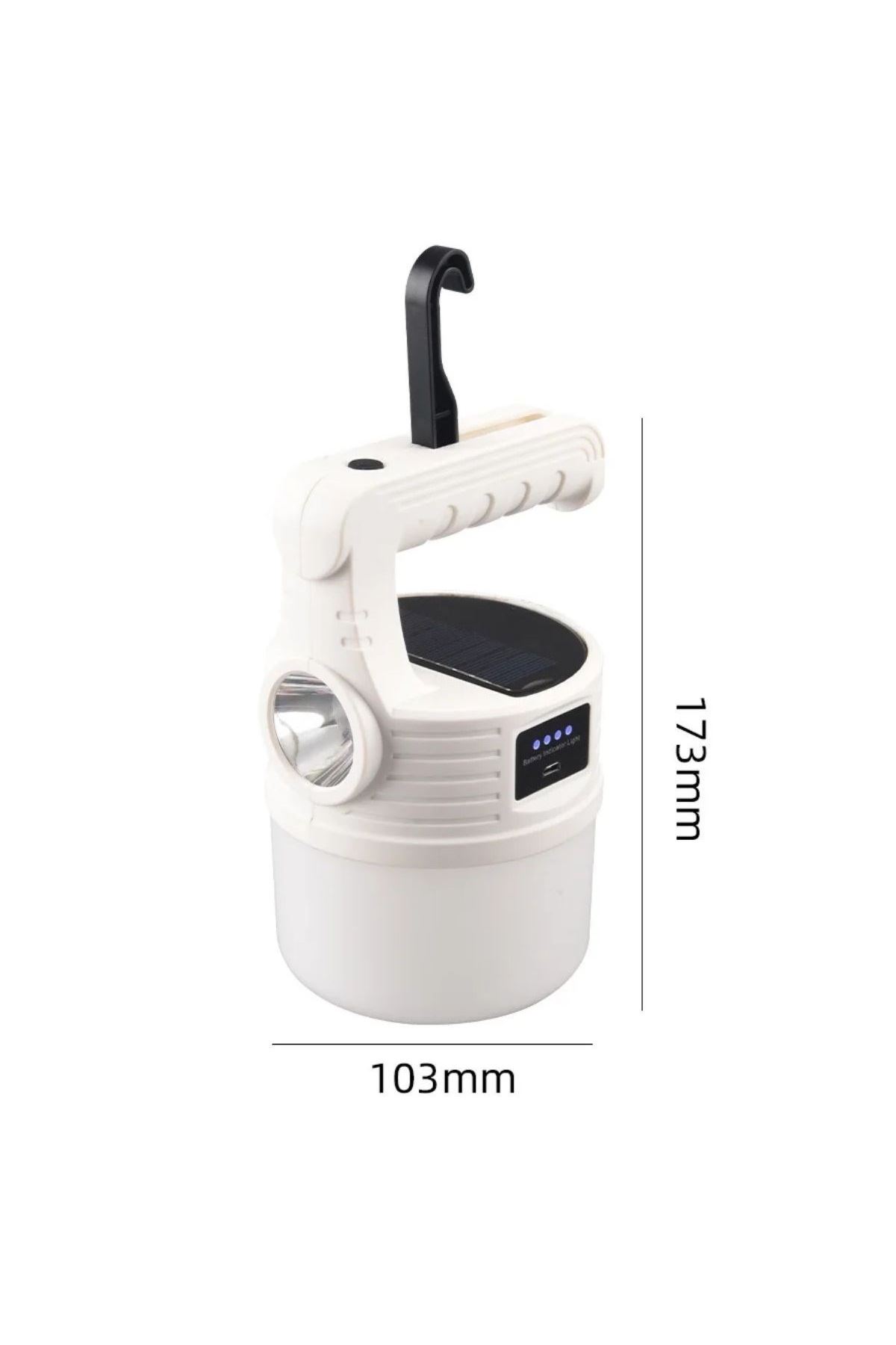TBL Dekor® LED Güneş Enerjili Kamp Lambası–2000 Lümen Süper Parlak, 5 Aydınlatma Modlu,USB ile Şarj Edilebilir Dış Mekan,Asılabilir Torch El Feneri