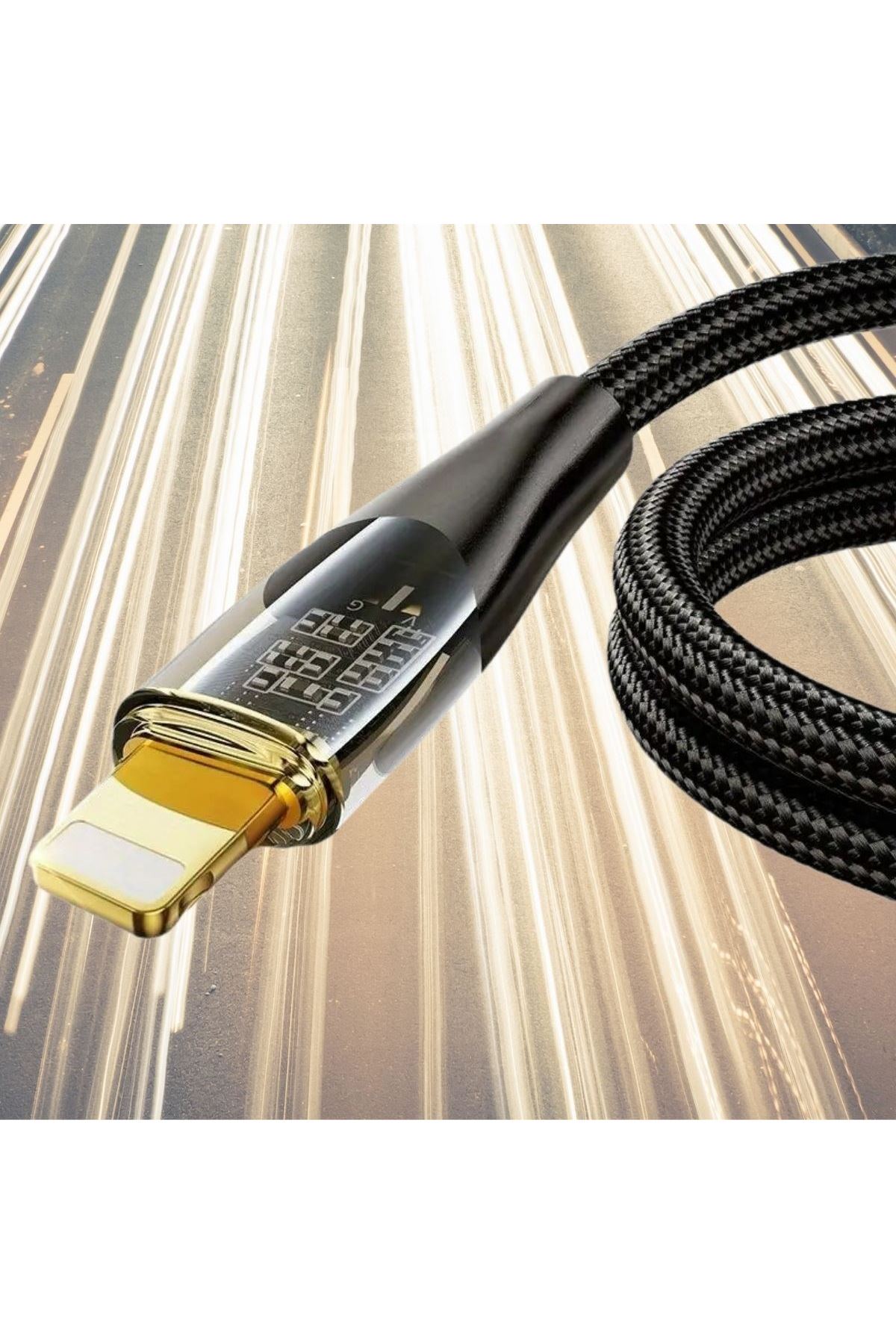 TBL Dekor® Led Işık Uçlu Sağlam İp Kablolu USB to Lightning Hızlı Şarj Kablosu