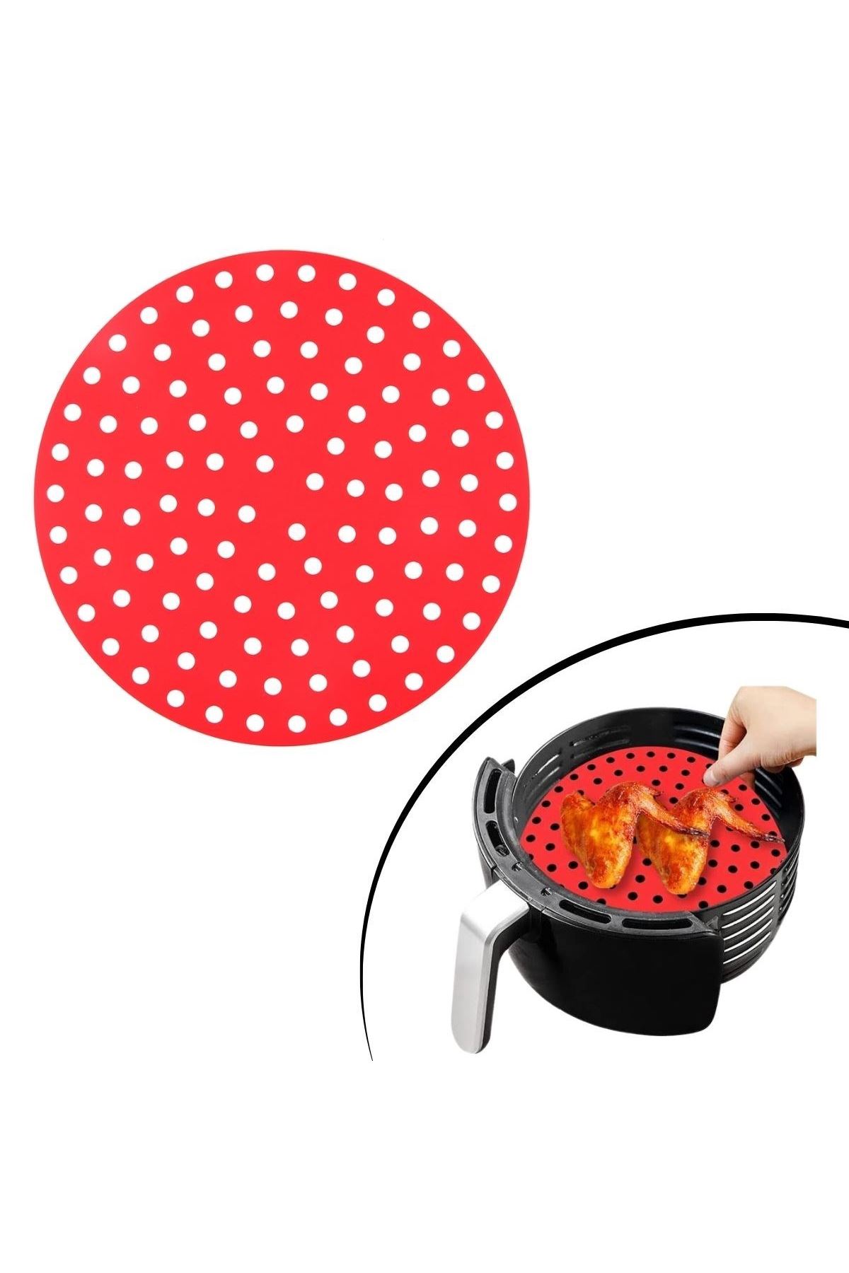 TBL Dekor® Siyah Isıya Dayanıklı Yıkanılabilir Silikon Fırın Ve Airfryer Yuvarlak Model Pişirme Matı 20 Cm