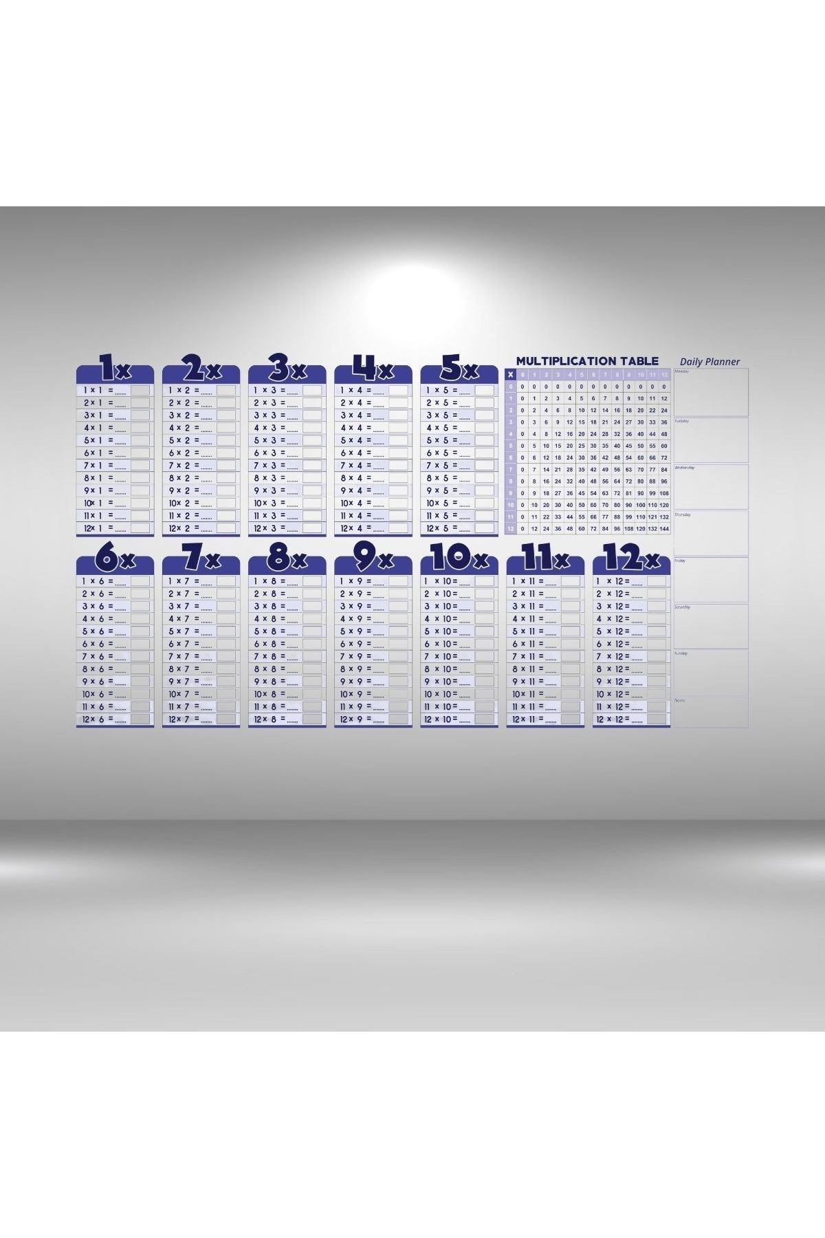 TBL Dekor® Statik Akıllı Kağıt Ingilizce Çarpım Tablosu 100x56 Cm