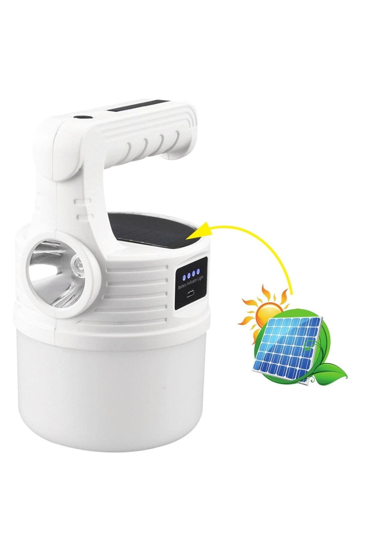 TBL Dekor® LED Güneş Enerjili Kamp Lambası–2000 Lümen Süper Parlak, 5 Aydınlatma Modlu,USB ile Şarj Edilebilir Dış Mekan,Asılabilir Torch El Feneri