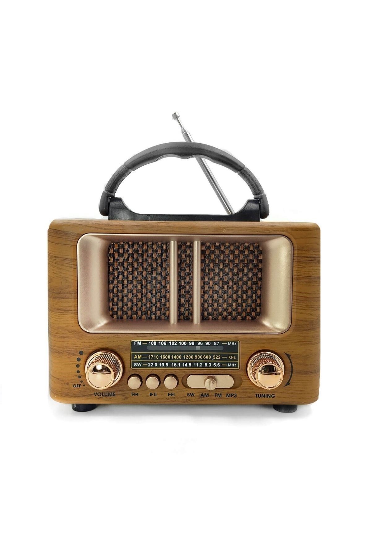 TBL Dekor® Küçük Mini Boy Retro Ahşap Tasarım Bluetooth Hoparlörlü Radyo – FM/AM Destekli, Şarjlı ve Taşınabilir Radyo NS-8108