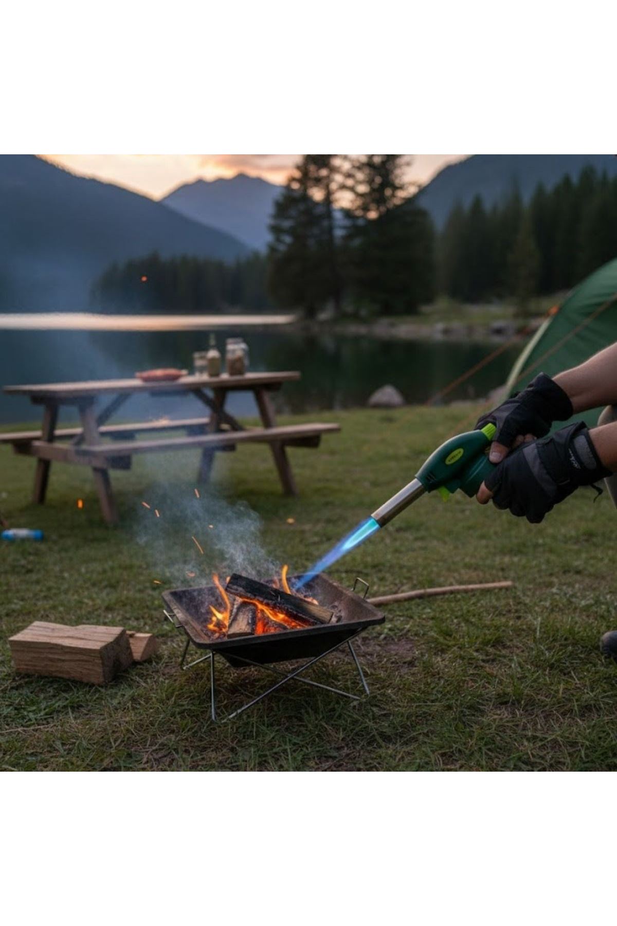 TBL Dekor® Outdoor Kamp, Piknik ve Tamir İşleri İçin Kamp Gazı Seti – Taşınabilir Pürmüz Alev Tabancası ve Yüksek Performanslı Gaz Kartuşu