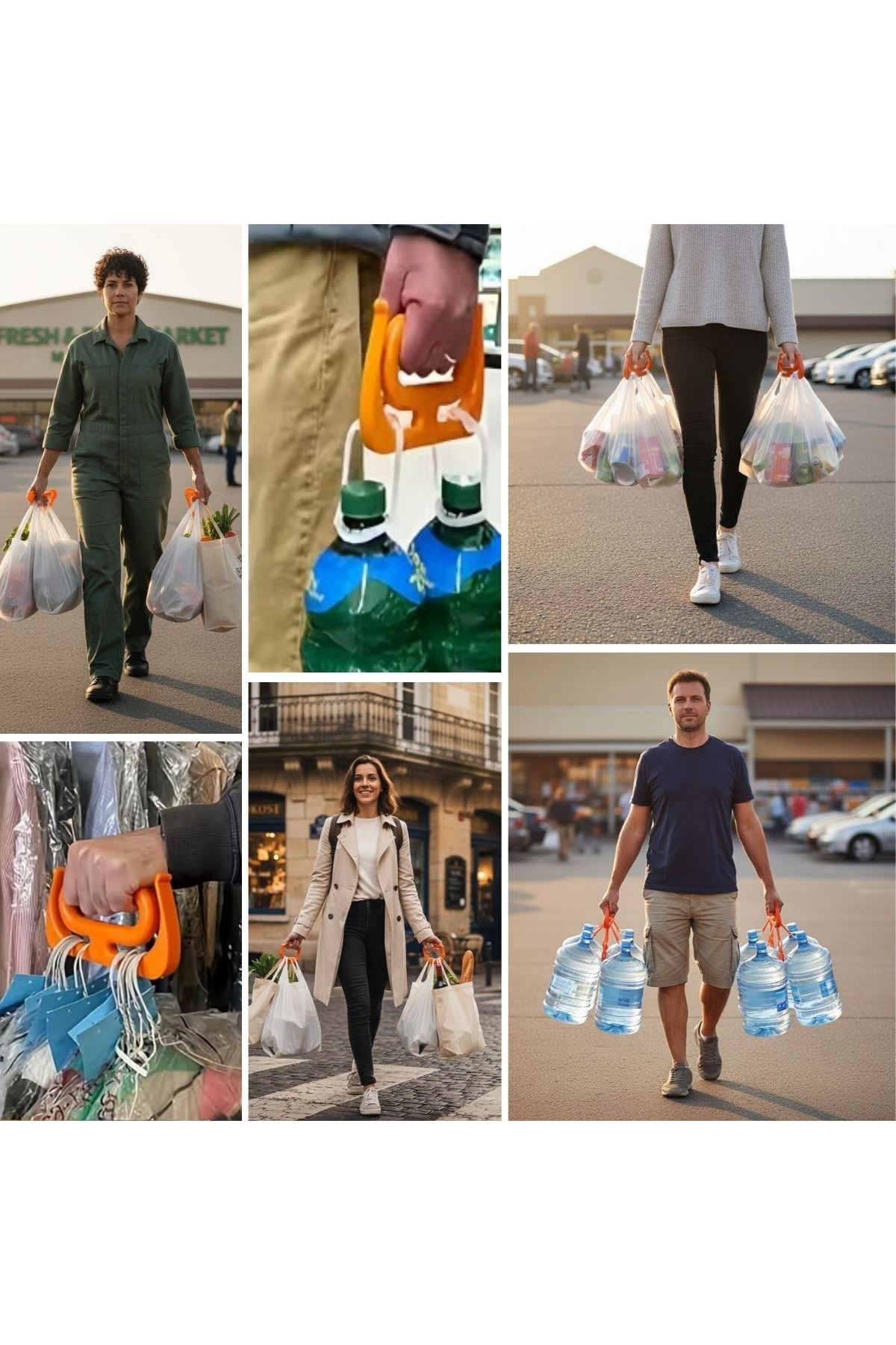 "TBL Dekor® Ergonomik Poşet Taşıma Aparatı – Ağır Yük Taşıyıcı Tutacak, Elden Kesme Yapmayan Kolay Taşıma Kancası, Market ve Alışveriş Çantası Taşıyıc