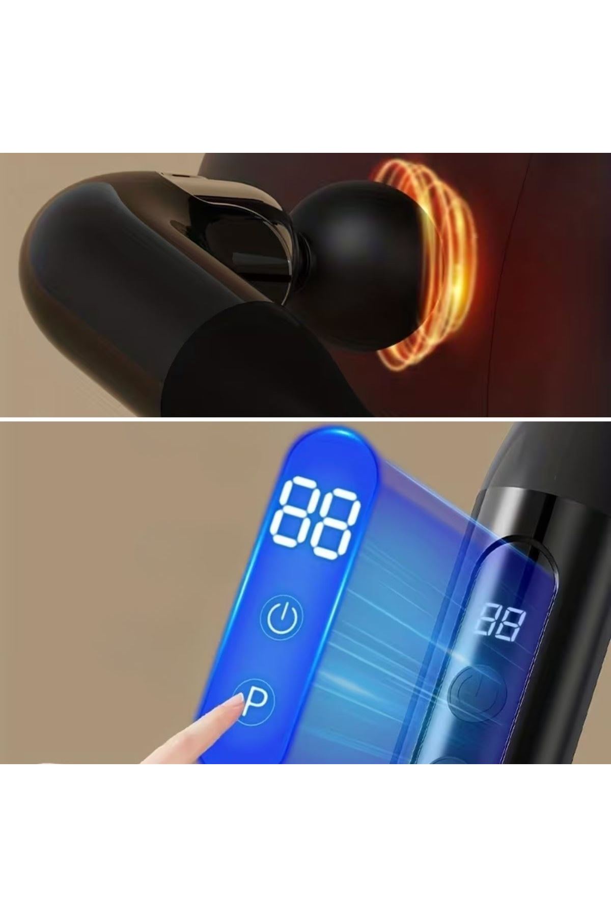 TBL Dekor® 4 Farklı Başlıklı Uzun Saplı Derin Doku Masaj Tabancası, Boyun, Omuz ve Sırt için Ergonomik Saplı Çoklu Masaj Modlu Taşınabilir Masaj Aleti