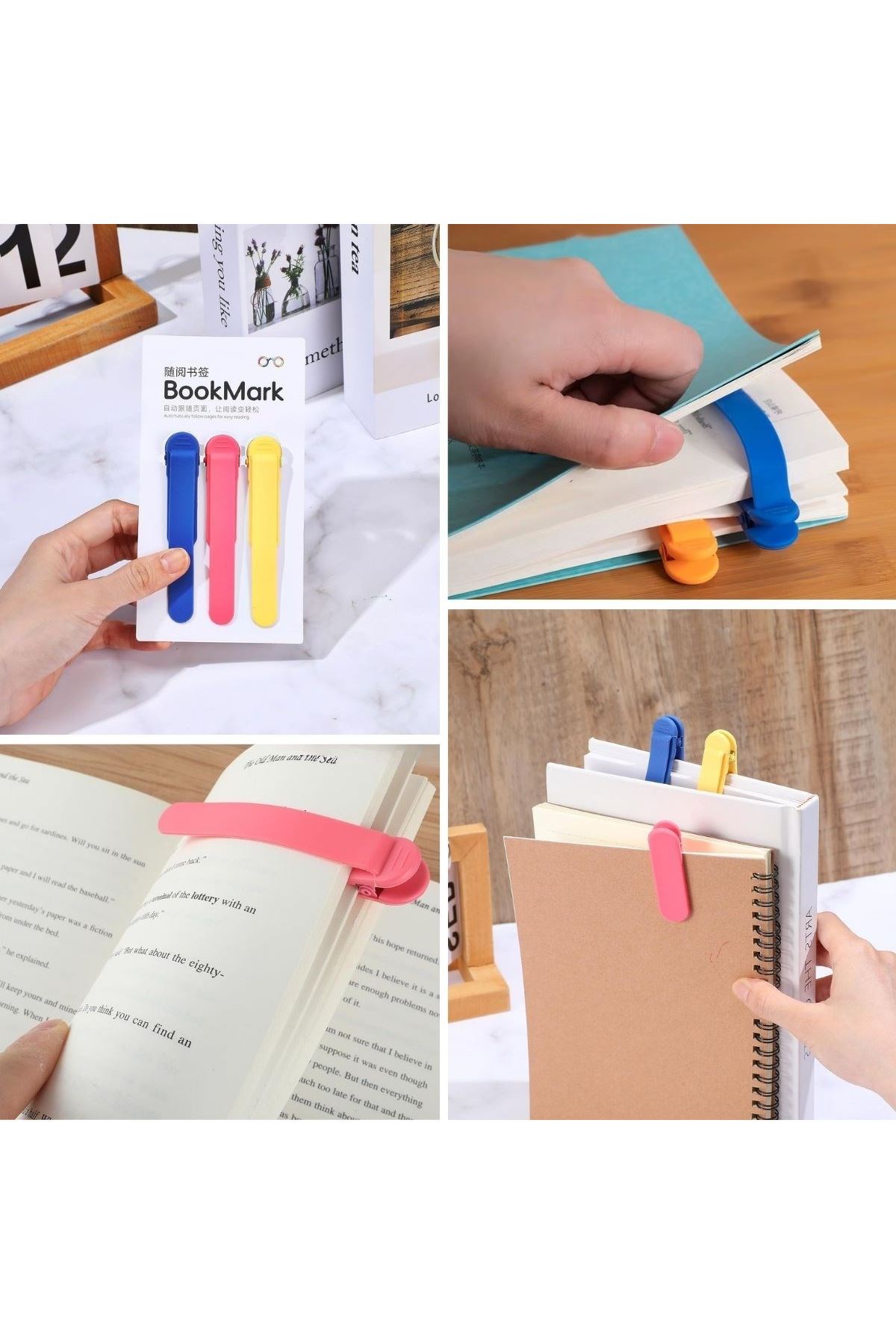 3’lü Otomatik Kitap Ayıracı – Akıllı Silikon Yer İmi Klips Seti, Okuma Severler İçin Pratik Kitap Aksesuarı
