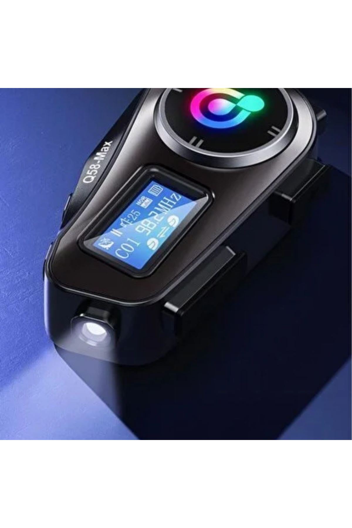 TBL Dekor® Q58 Motorsikletler İçin Fener Özellikli SD Kart Bölümlü LCD Ekranlı Kablosuz Bluetooth Kulaklıklı – Suya Dayanıklı Kask Kulaklığı