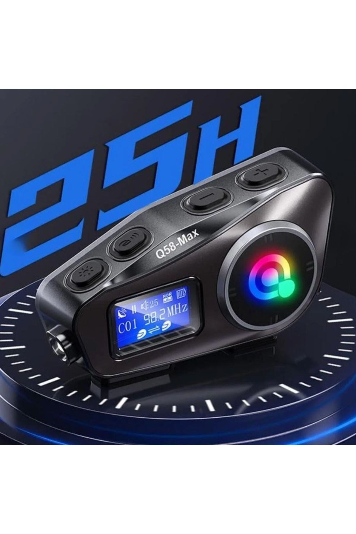 TBL Dekor® Q58 Motorsikletler İçin Fener Özellikli SD Kart Bölümlü LCD Ekranlı Kablosuz Bluetooth Kulaklıklı – Suya Dayanıklı Kask Kulaklığı