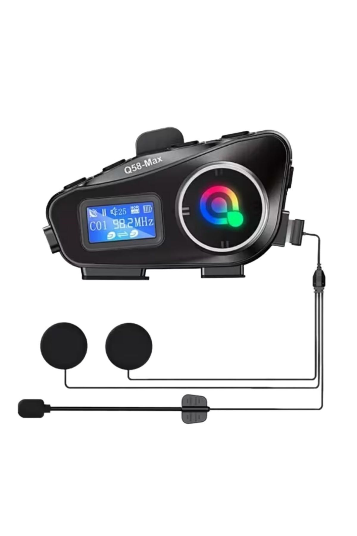 TBL Dekor® Q58 Motorsikletler İçin Fener Özellikli SD Kart Bölümlü LCD Ekranlı Kablosuz Bluetooth Kulaklıklı – Suya Dayanıklı Kask Kulaklığı
