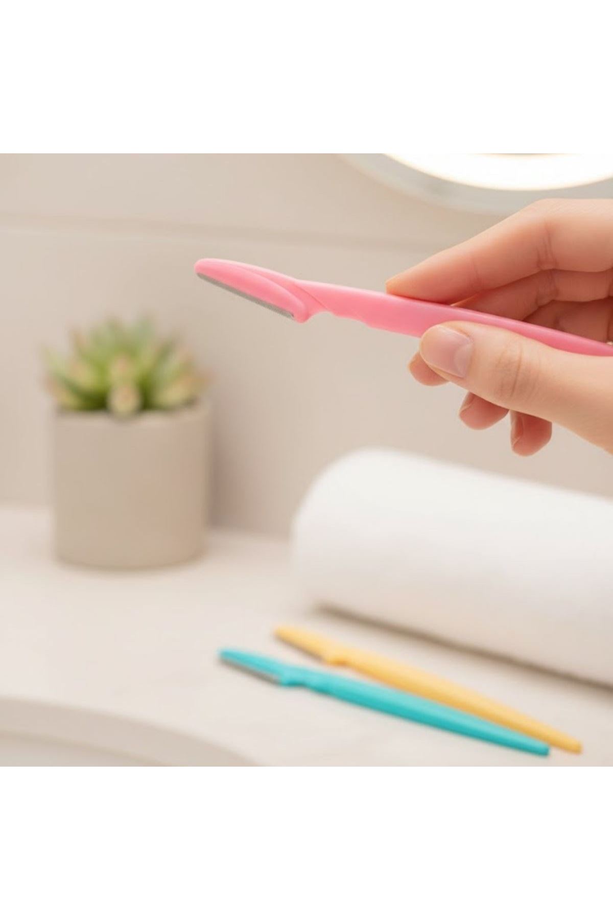 TBL Dekor® 3’lü Kadın Kaş Usturası Seti – Hassas Ciltler İçin Güvenli Yüz Tüy Temizleme Bıçağı