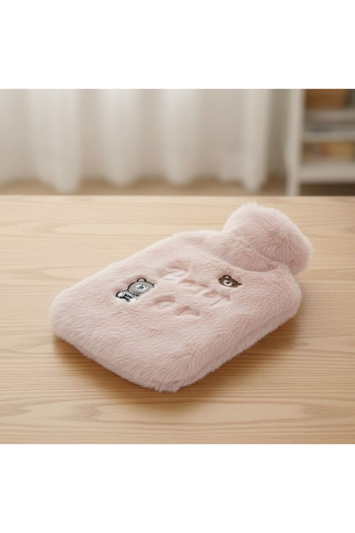 Işıklı Ayıcıklı Figürlü Pembe Peluş Sıcak Su Torbası 1 Lt – Yumuşak Kılıf, Uzun Süre Sıcak Tutan Termal Su Torbası