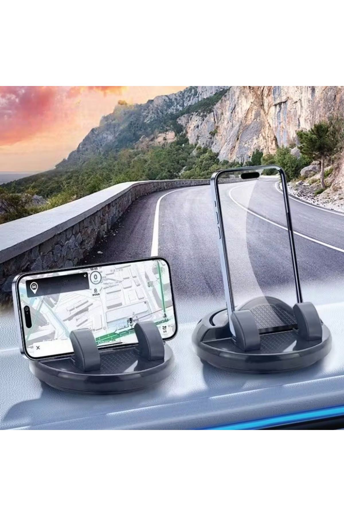 TBL Dekor® Numaratörlü Güçlü Yapışkanlı 360 Derece Dönebilen Su Geçirmez Araç İçi Telefon Tutucu Plastik Aparat