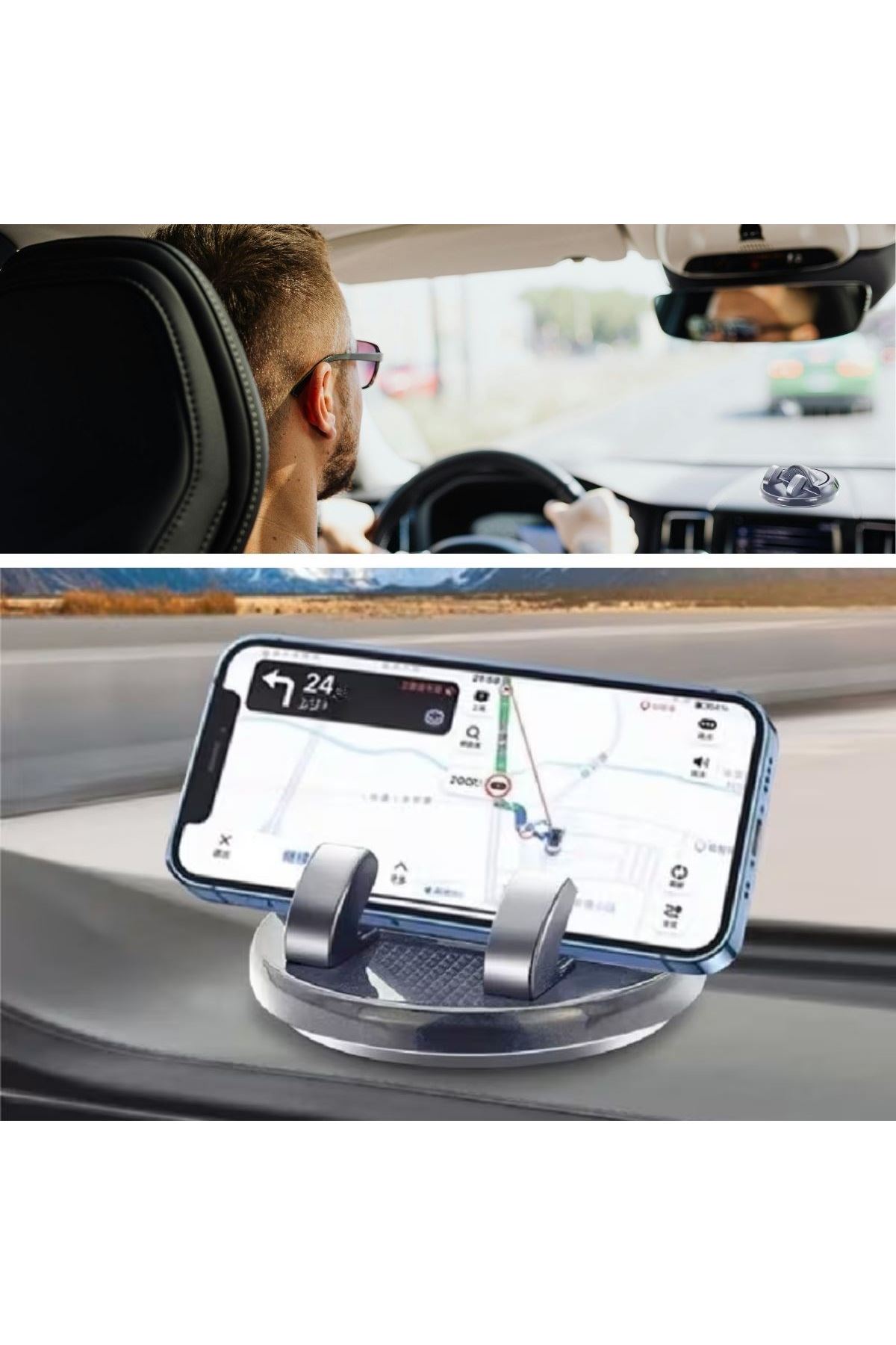 TBL Dekor® Numaratörlü Güçlü Yapışkanlı 360 Derece Dönebilen Su Geçirmez Araç İçi Telefon Tutucu Plastik Aparat