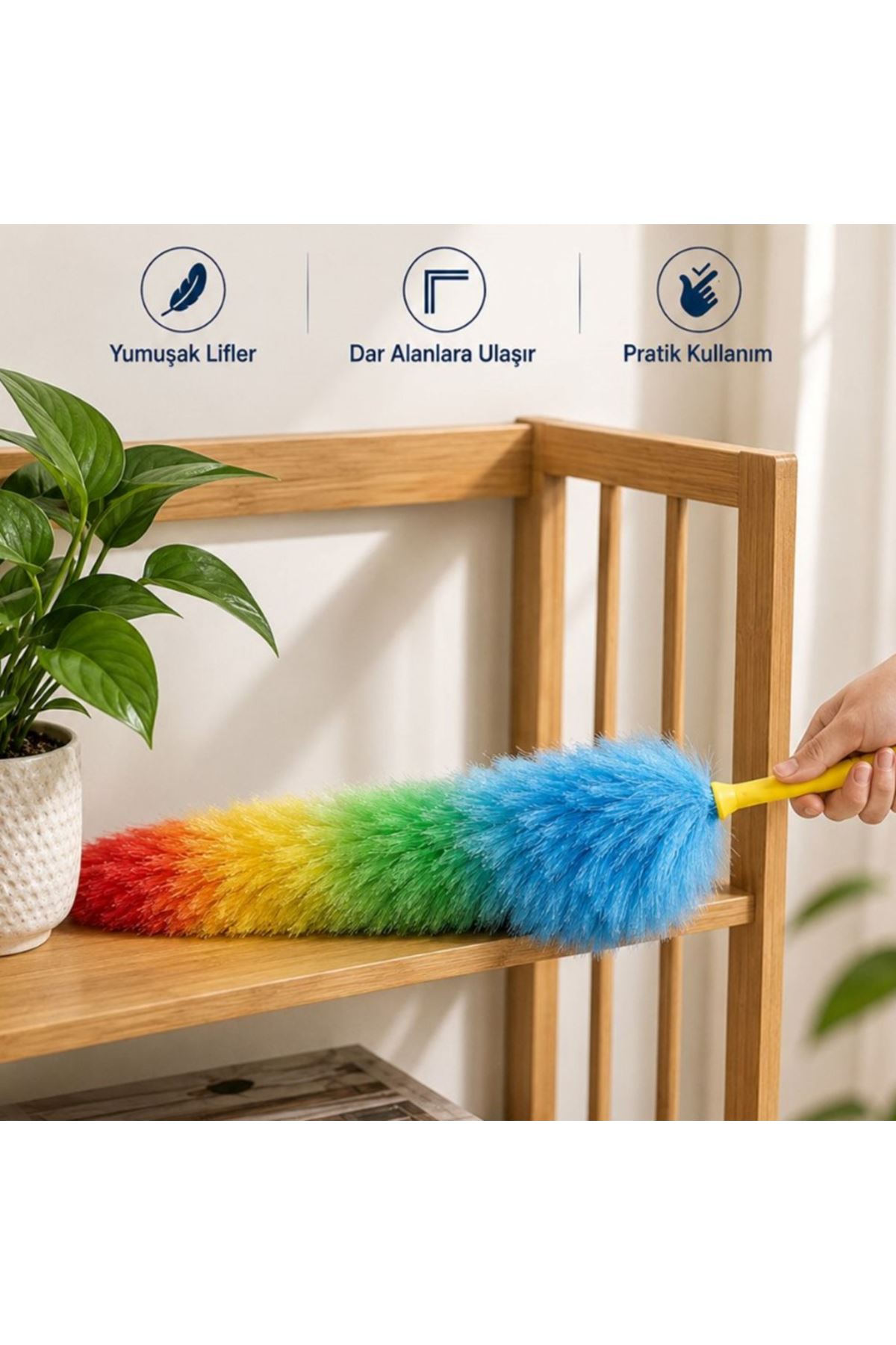 Toz Alma Fırçası - Renkli - Peluş Püsküllü - Pratik