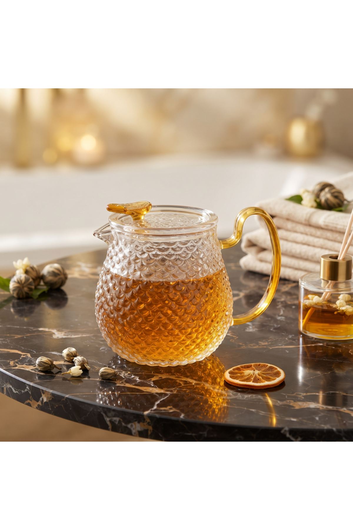 Şık Tasarımlı Cam Demlik - 550 ml - Borosilikat Cam