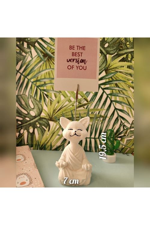 Yoga Yapan Kedi Notluk Meditasyon Kedi Heykeli Fotoğraf Tutucu