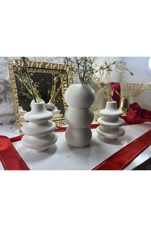 İskandinav 3 lü vazo Dekoratif Vazo