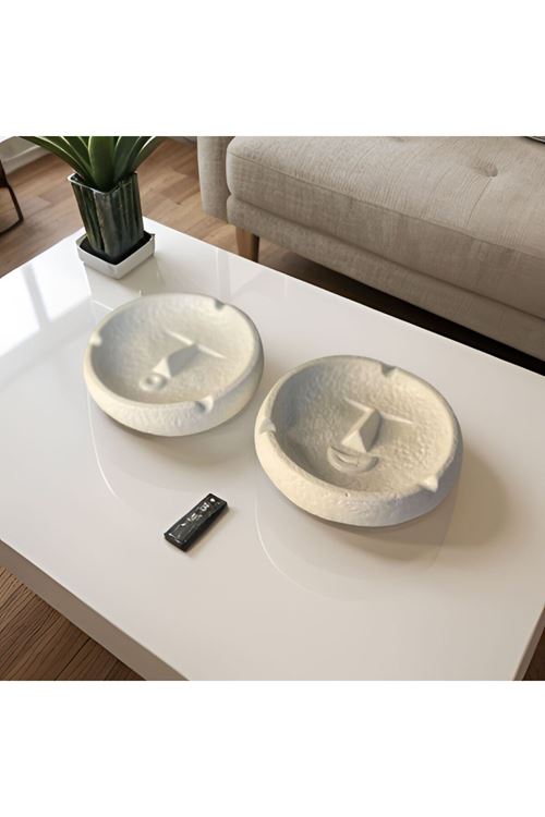 2'li Set Gülen Şaşkın Gülen Yüz Soyut Küllük